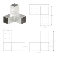 Produktbild för Stolpbeslag 4 st Y-form galvaniserad metall 71x71 mm