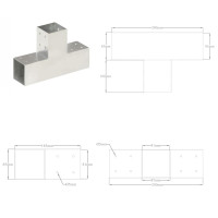 Produktbild för Stolpbeslag 4 st T-form galvaniserad metall 81x81 mm