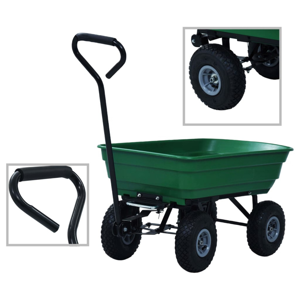 Produktbild för Trädgårdsvagn tippbar 300 kg 75L grön