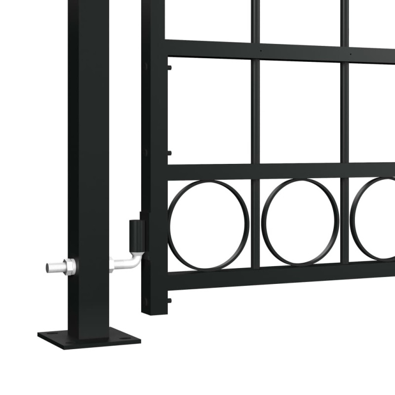 Produktbild för Grind med välvd ovansida och 2 stolpar 105x204 cm svart