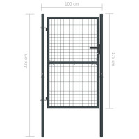Produktbild för Nätgrind för trädgård galvaniserat stål 100x225 cm grå