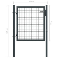 Produktbild för Nätgrind för trädgård galvaniserat stål 100x125 cm grå