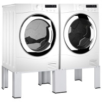 Produktbild för Dubbel förhöjningssockel för tvättmaskin och torktumlare vit