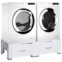 Miniatyr av produktbild för Dubbel förhöjningssockel för tvättmaskin torktumlare lådor vit