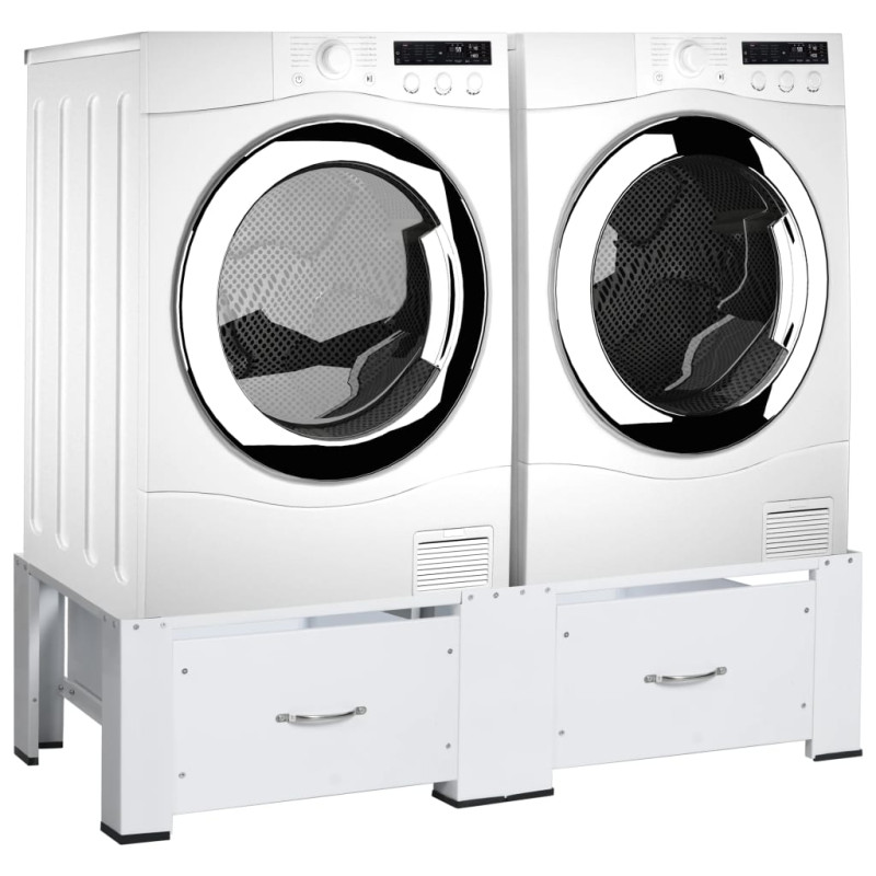 Produktbild för Dubbel förhöjningssockel för tvättmaskin torktumlare lådor vit