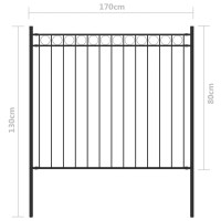 Produktbild för Staketpanel stål 1,7x0,8 m svart