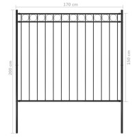 Produktbild för Trädgårdsstaket stål 1,7x1,5 m svart