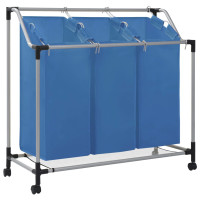 Produktbild för Tvättsorterare med 3 påsar blå stål