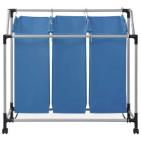 Produktbild för Tvättsorterare med 3 påsar blå stål