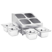 Miniatyr av produktbild för Gastronormbehållare med 4 GN 1/6 kantin rostfritt stål