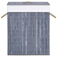 Produktbild för Tvättkorg bambu med 2 sektioner grå 100 L