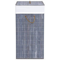 Produktbild för Tvättkorg bambu med 2 sektioner grå 100 L