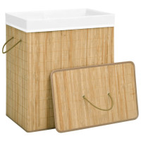 Produktbild för Tvättkorg bambu med 2 sektioner 100 L
