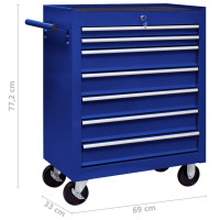 Produktbild för Verktygsvagn med 7 lådor blå