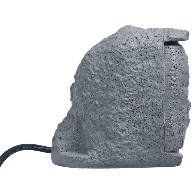 Produktbild för Stenformat trädgårdsuttag 4 uttag vattenbeständig polyresin grå