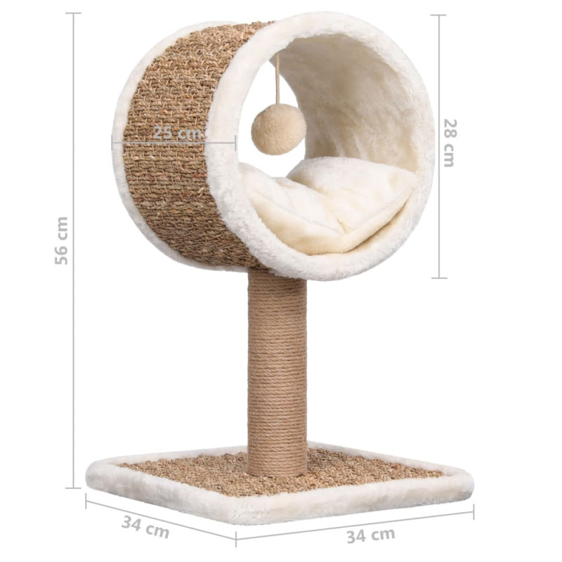 Produktbild för Kattmöbel med tunnel och leksak 56 cm sjögräs