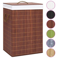 Produktbild för Tvättkorg bambu med 2 sektioner brun 72 L