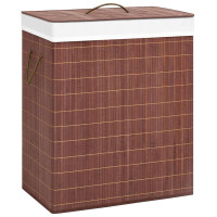 Produktbild för Tvättkorg bambu med 2 sektioner brun 100 L