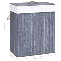 Produktbild för Tvättkorg bambu med 1 sektion grå 83 L