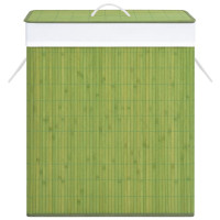 Produktbild för Tvättkorg bambu med 1 sektion grön 83 L