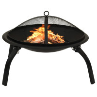 Produktbild för 2-i-1 Eldstad med grill och eldgaffel 56x56x49 cm stål