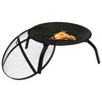 Produktbild för 2-i-1 Eldstad med grill och eldgaffel 56x56x49 cm stål