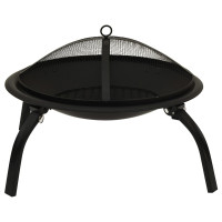 Produktbild för 2-i-1 Eldstad med grill och eldgaffel 56x56x49 cm stål