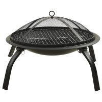 Produktbild för 2-i-1 Eldstad med grill och eldgaffel 56x56x49 cm stål