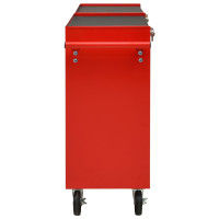Produktbild för Verktygsvagn med 10 lådor stål röd
