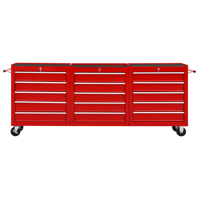 Produktbild för Verktygsvagn med 15 lådor stål röd