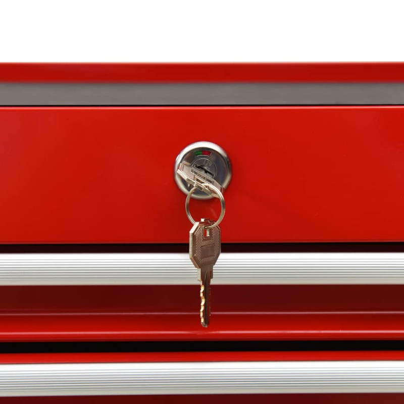 Produktbild för Verktygsvagn med 21 lådor stål röd