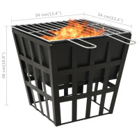 Produktbild för 2-i-1 Eldstad och grill 34x34x48 cm stål