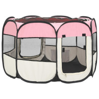 Produktbild för Hopfällbar hundhage med väska rosa 90x90x58 cm