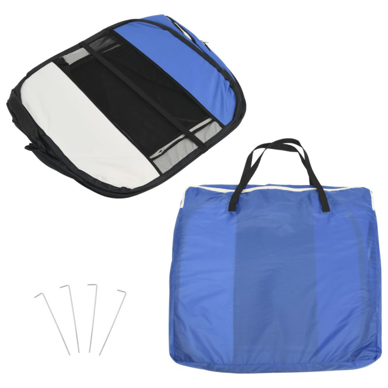 Produktbild för Hopfällbar hundhage med väska blå 145x145x61 cm