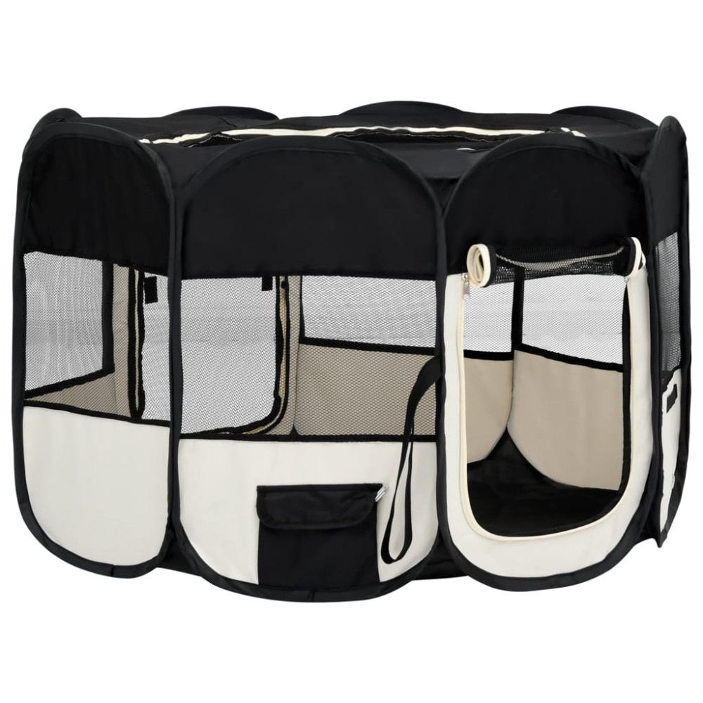Produktbild för Hopfällbar hundhage med väska svart 110x110x58 cm