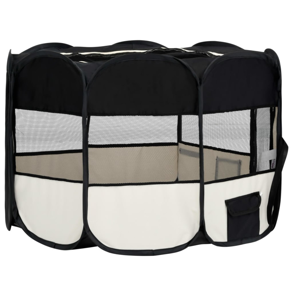 Produktbild för Hopfällbar hundhage med väska svart 110x110x58 cm