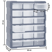 Produktbild för Sortimentskåp med 18 lådor 38x16x47 cm