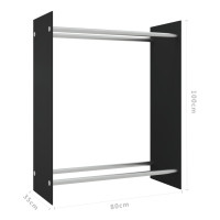 Produktbild för Vedställ svart 80x35x100 cm härdat glas