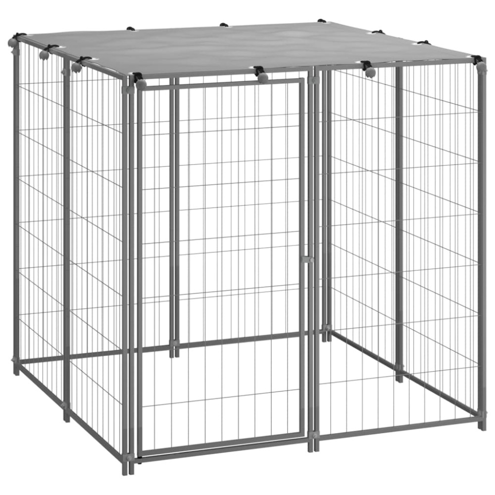 Produktbild för Hundgård silver 110x110x110 cm stål