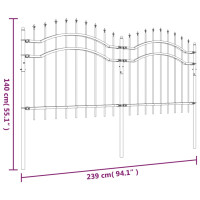 Produktbild för Staket med spjuttopp svart 140 cm pulverlackerat stål