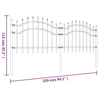 Produktbild för Staket med spjuttopp 115 cm pulverlackerat stål