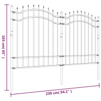 Produktbild för Staket med spjuttopp svart 165 cm pulverlackerat stål