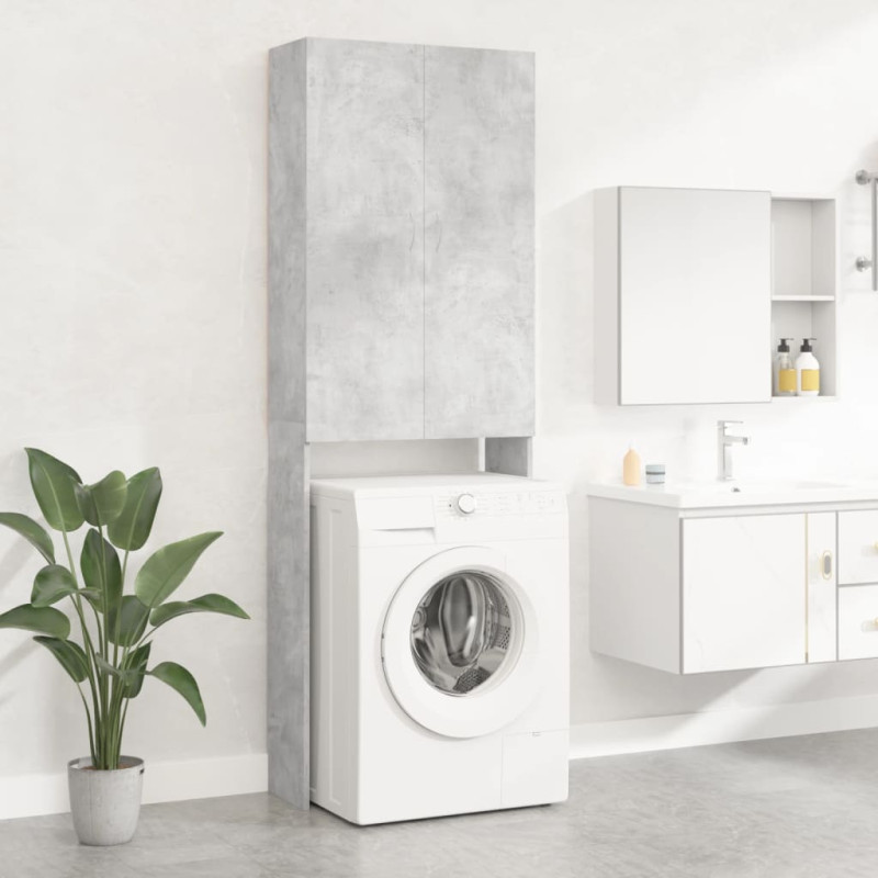 Produktbild för Tvättmaskinsskåp betonggrå 64x25,5x190 cm