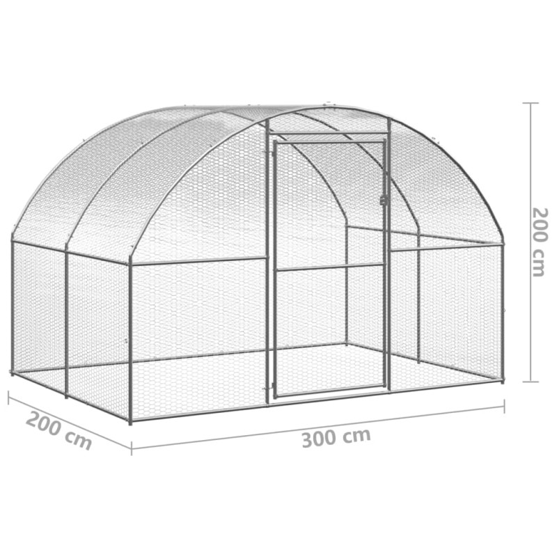 Produktbild för Hönsbur för utomhusbruk 3x2x2 m galvaniserat stål