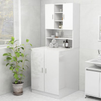 Miniatyr av produktbild för Tvättmaskinsskåp vit högglans