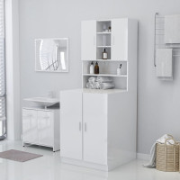 Produktbild för Tvättmaskinsskåp vit högglans