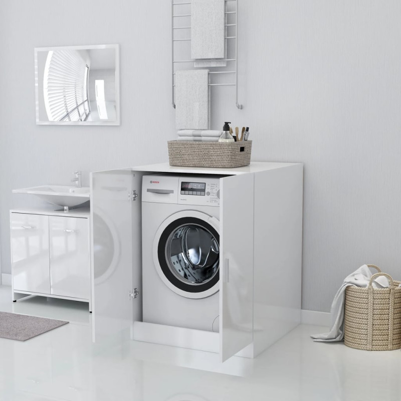 Produktbild för Tvättmaskinsskåp vit högglans