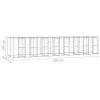 Produktbild för Hundgård för utomhusbruk galvaniserat stål med tak 19,36 m²
