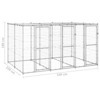 Produktbild för Hundgård för utomhusbruk galvaniserat stål med tak 7,26 m²
