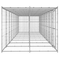 Produktbild för Hundgård för utomhusbruk galvaniserat stål med tak 21,78 m²